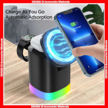 T15 3 in 1 Folding Fast Charger With RGB LED Blacklight ,With Retail Package