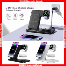 Q50A 3 in 1 15W Fast Wireless Charger (Foldable) For Mobile phon+iWatch+Earbuds,With Retail Package.