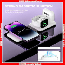 Q900 3 in 1 15W Fast Wireless Charger (Foldable) For Mobile phon+iWatch+Earbuds,With Retail Package