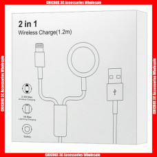 USB Series 2 in 1 (USB to 8 Pin + Wireless Charger) Magnetic Charger 1M PC Cable For iWatch 1/2/3/4/5/6/7/8/SE/Ultra, With Retail Package.