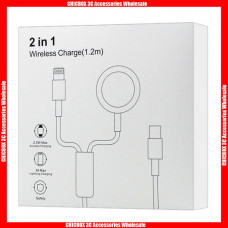 USB-C Series 2 in 1 (USB-C to 8 Pin + Wireless Charger) Magnetic Charger 1M PC Cable For iWatch 1/2/3/4/5/6/7/8/SE/Ultra, With Retail Package.