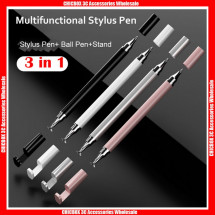Universal 3 in 1 Passive Stylus Pen With Stand , with retail package