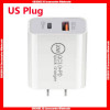 Double Port QC3.0+PD 20W Quick Fast Charger, Hangable Plastic Bag Package