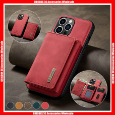For iPhone DG. Ming M1 Leather Back Case with Magnetic Adsorbing Removable 3 Fold Wallet
