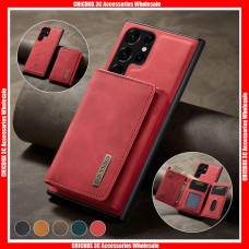 For Samsung A Series DG. Ming M1 Leather Back Case with Magnetic Adsorbing Removable 3 Fold Wallet