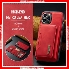 For iPhone DG.MING M2 Series Pure Color 3 Fold Movable Card Slot Wallet Bag with Magnetic Suction Leather Back Case