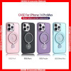 For iPhone luminum Camera Ring Matte Skin Electroplating Buttons Hard PC Case with 360° Rotating Alloy Magsafe Charging Kickstand