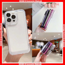 For iPhone High Quality Contrast Colors Space 3gen Hard PC Case with Lens Ring Glass Protector