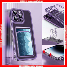 For Samsung Slide Card Slot Easy Take Card Out Electroplating Color TPU Case