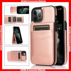 For iPhone Card Slots Magnetic Stander Photo Window Leather Back Case