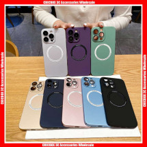 For iPhone High quality Pure Color Magnetic Charging Oil Coated Hard PC Case with Lens Ring