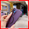 For iPhone High quality Pure Color Magnetic Charging Oil Coated Hard PC Case with Lens Ring